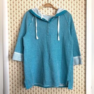 Soft Surroundings Just Beachy French Terry Teal Hoodie | Medium